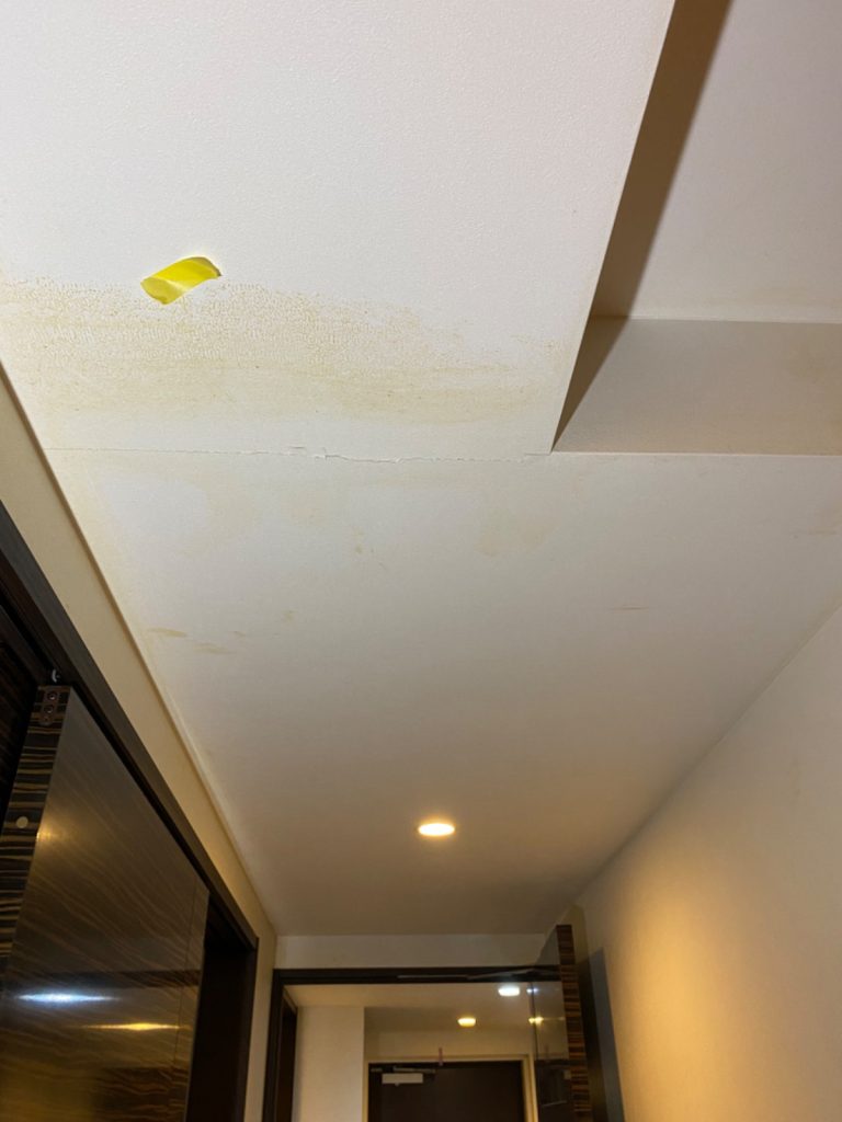 天井の壁紙を張替えます。